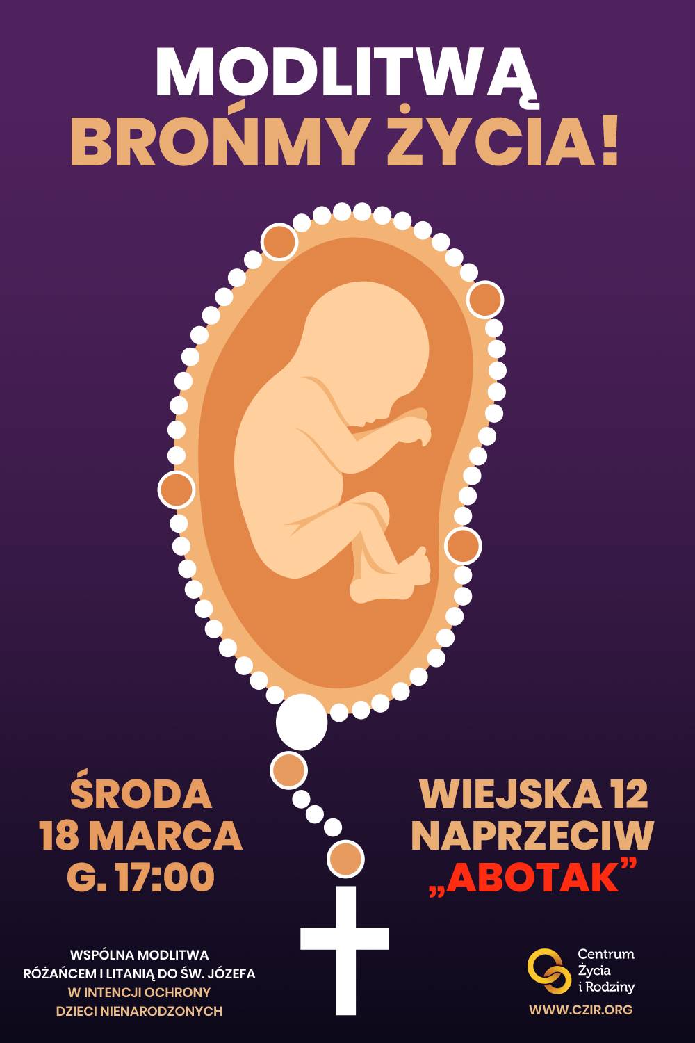 „Modlitwą brońmy życia” – Centrum Życia i Rodziny zaprasza na modlitwę pod „AboTak”